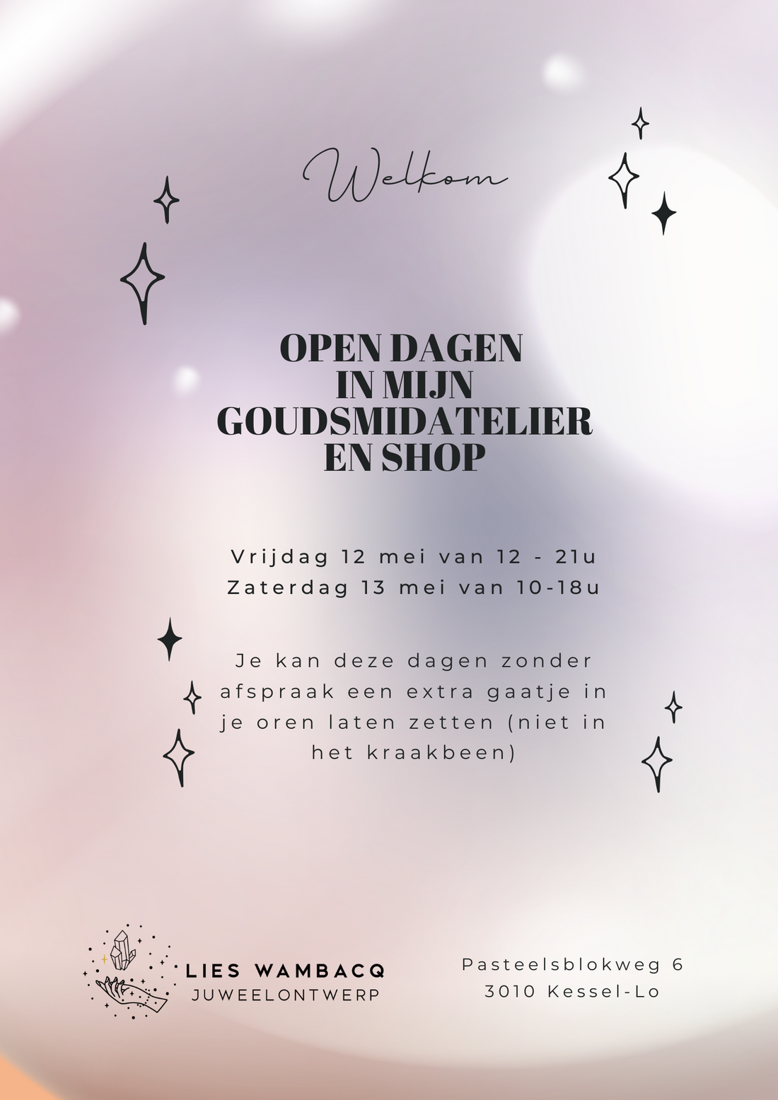 Open dagen in mijn goudsmidatelier op 12 - 13 mei 2023