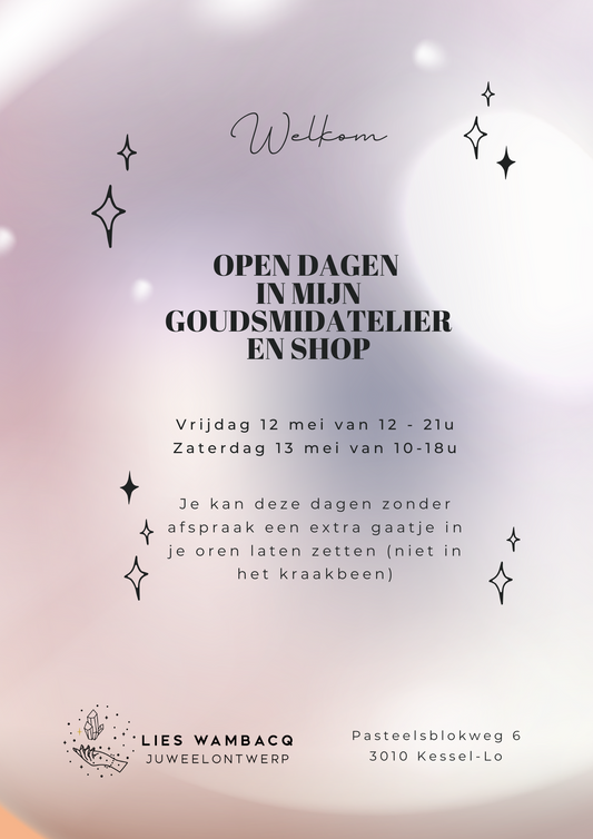 Open dagen in mijn goudsmidatelier op 12 - 13 mei 2023