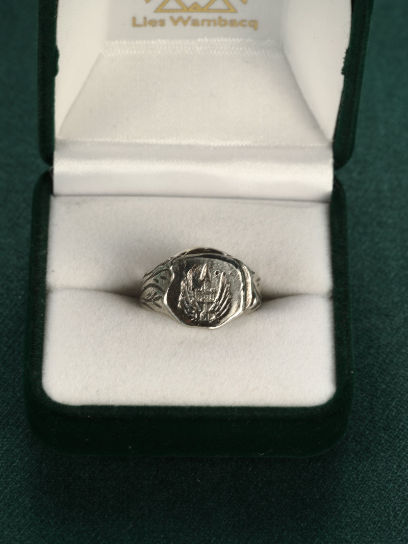 Zegelring in zilver met wapenschild - Karel