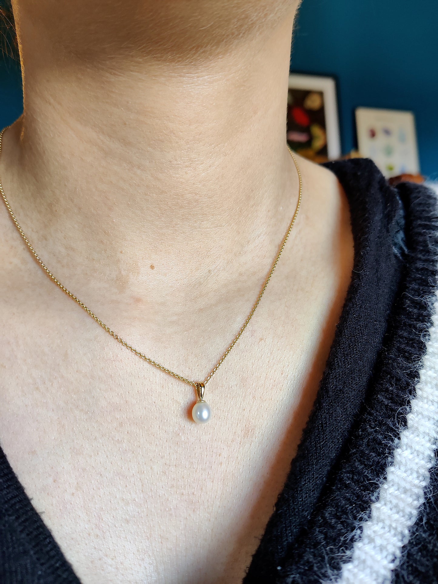 Hanger in 14k geel goud met zoetwater parel - Lori