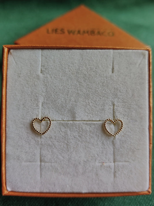 Oorbel in 14k geel goud met hartje - Elfie