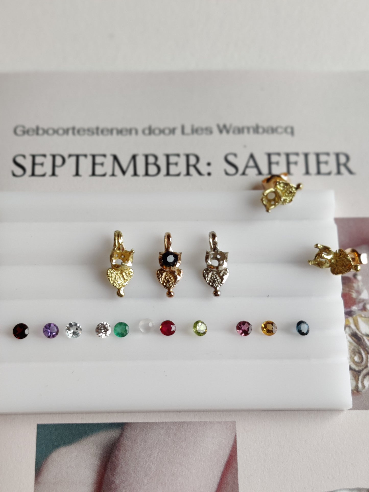 saffier geboortesteen hanger