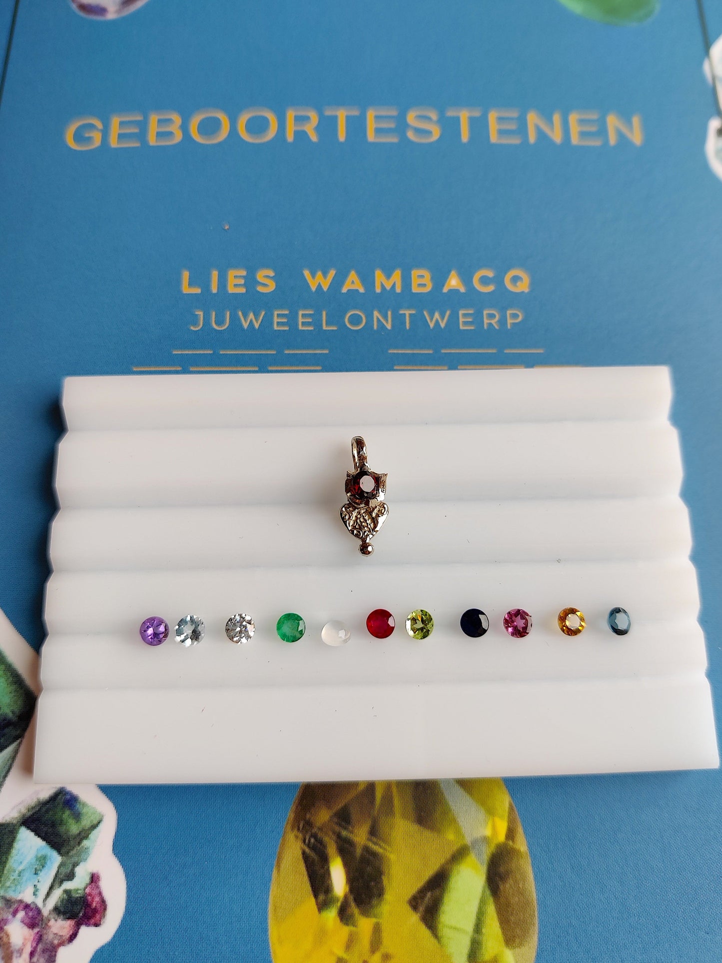 witgouden geboortesteen hanger