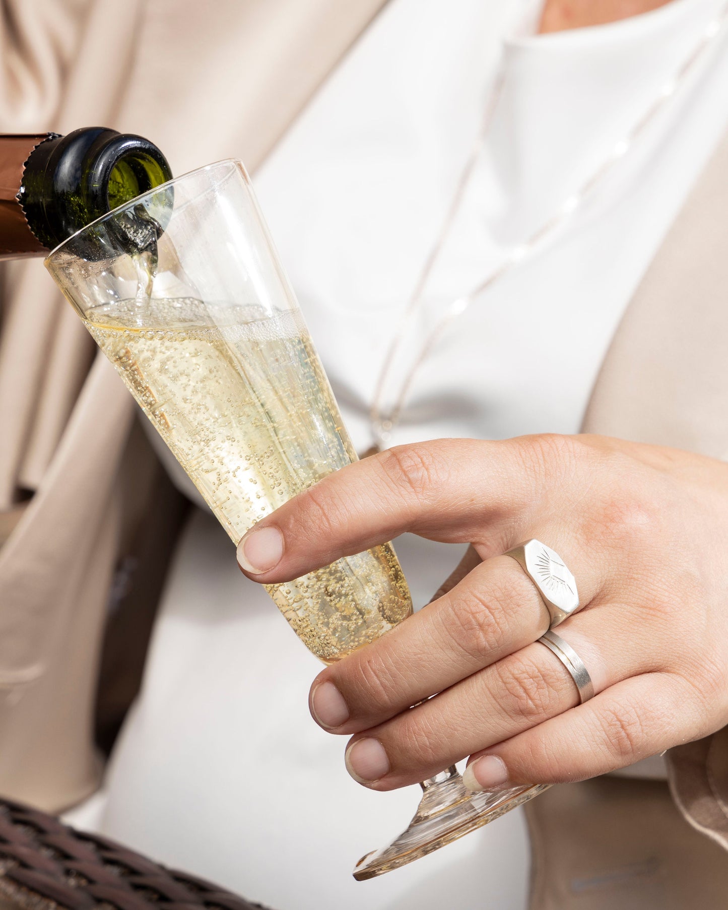 Ring in zilver: Octagoon met zon