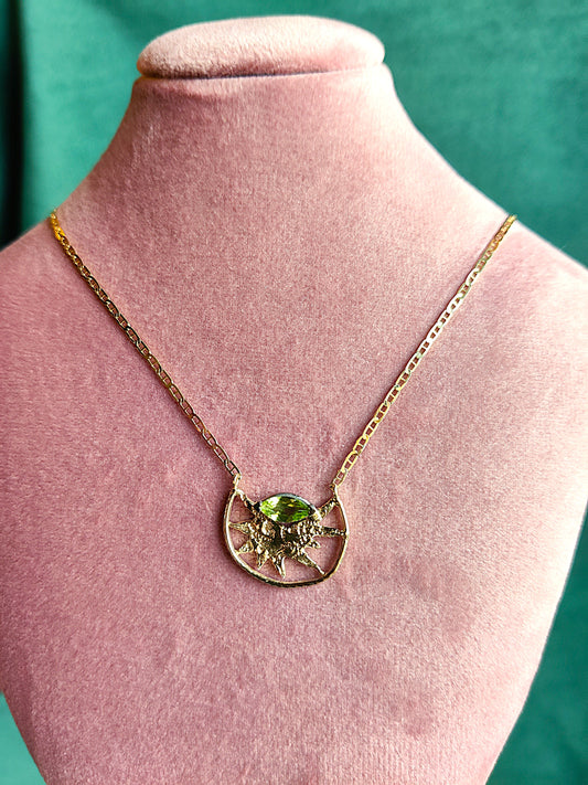 Ketting in 14K geel en wit goud met groene peridoot - Beata