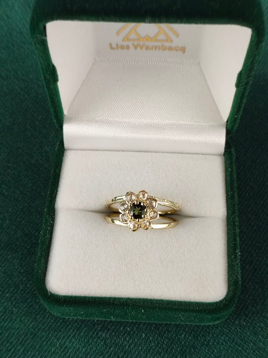 Ring in 14K geel goud met toermalijn en diamant - Alva