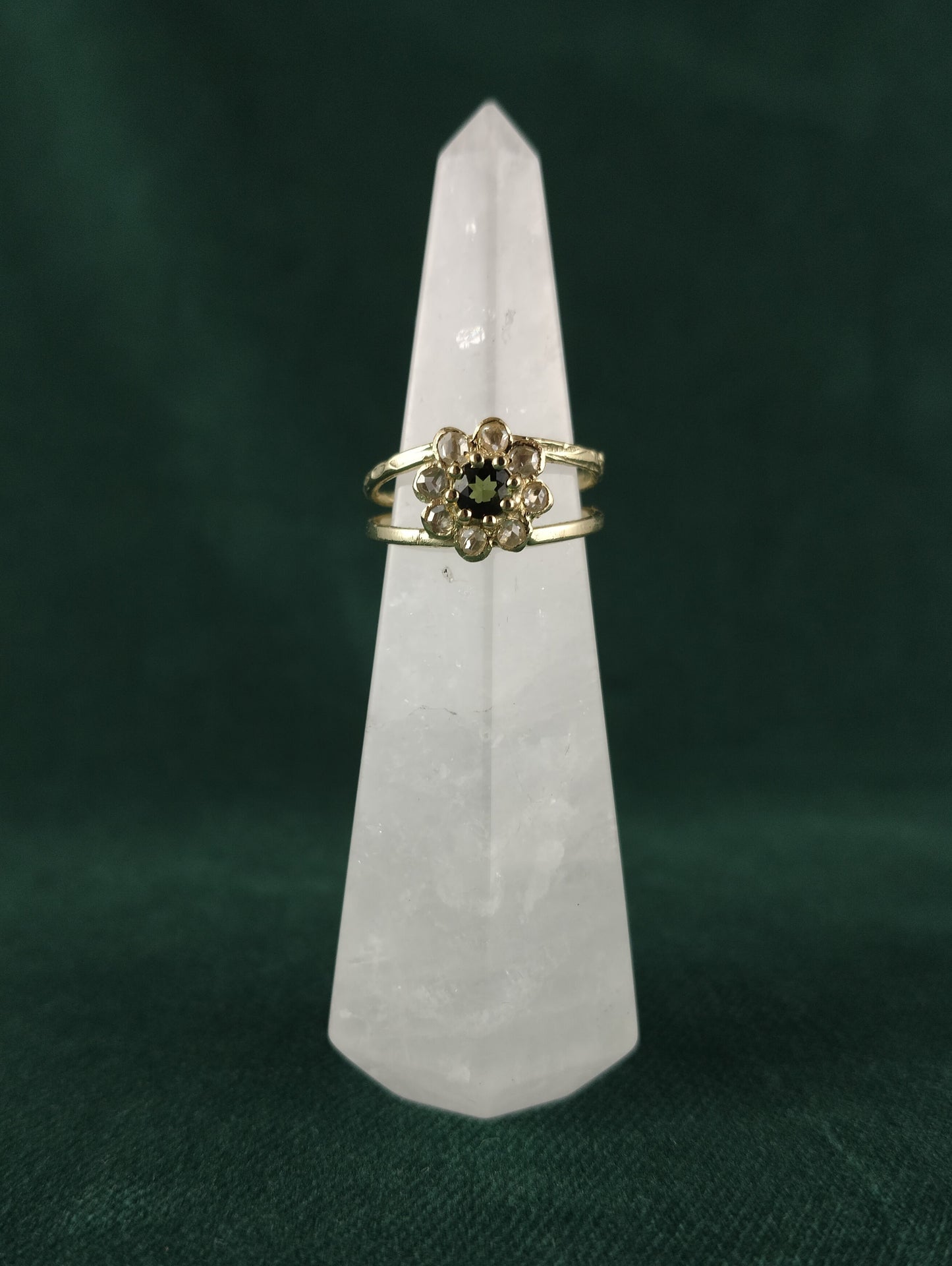 Ring in 14K geel goud met toermalijn en diamant - Alva