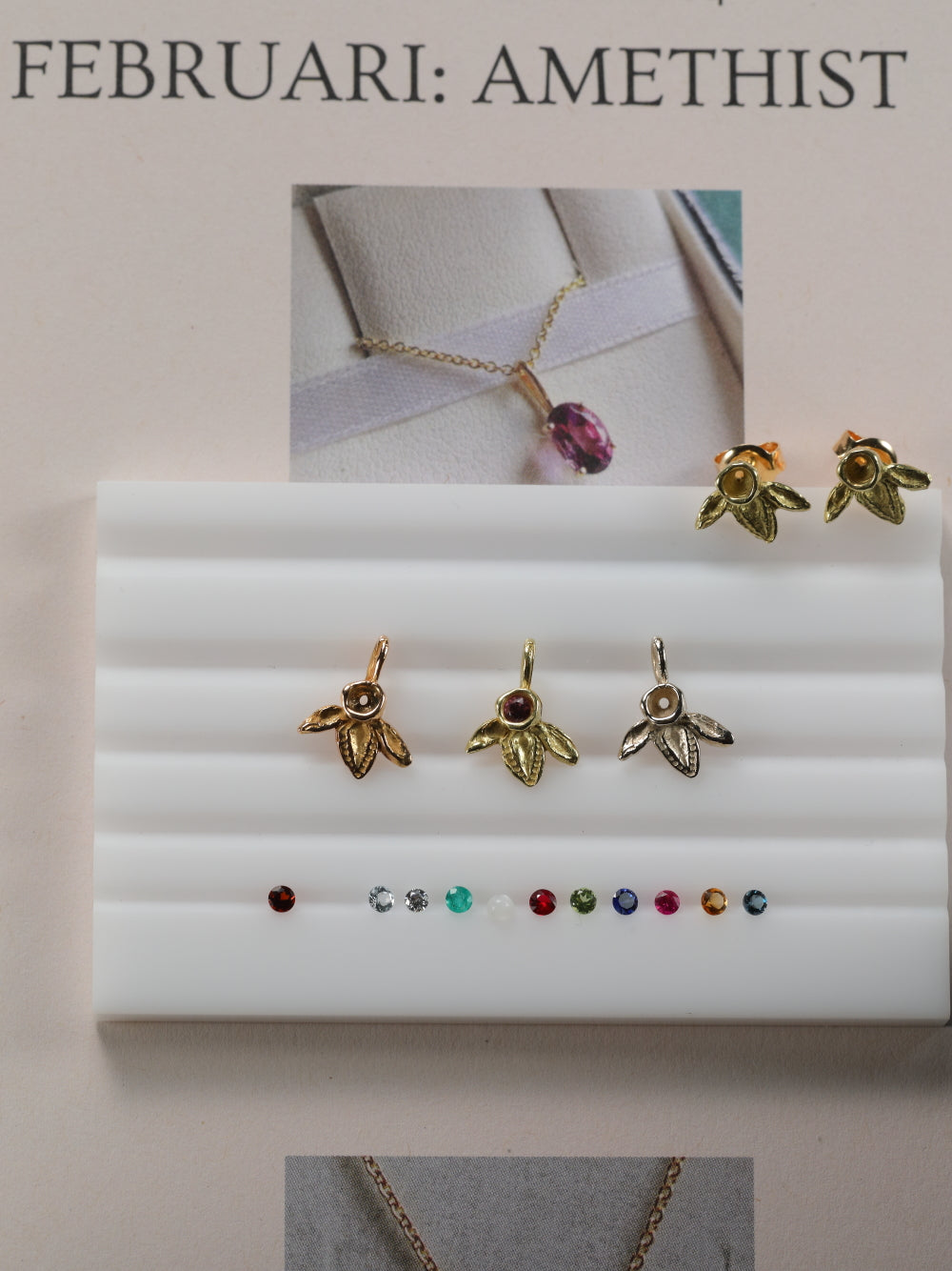 Hanger in 18k geel goud met geboortesteen - Ivy (alle maanden)