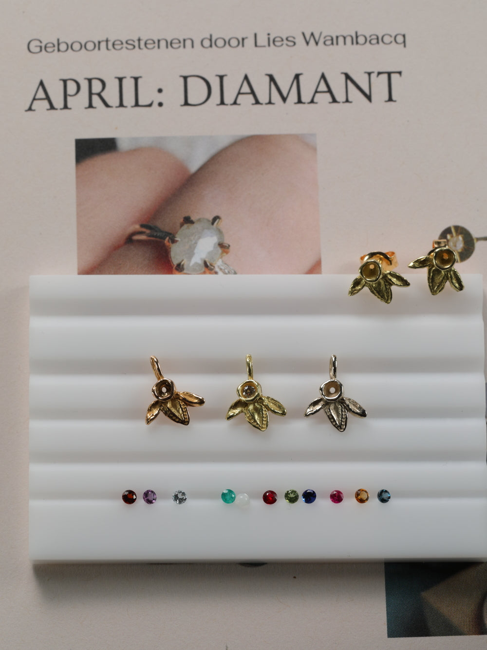 Hanger in 18k geel goud met geboortesteen - Ivy (alle maanden)