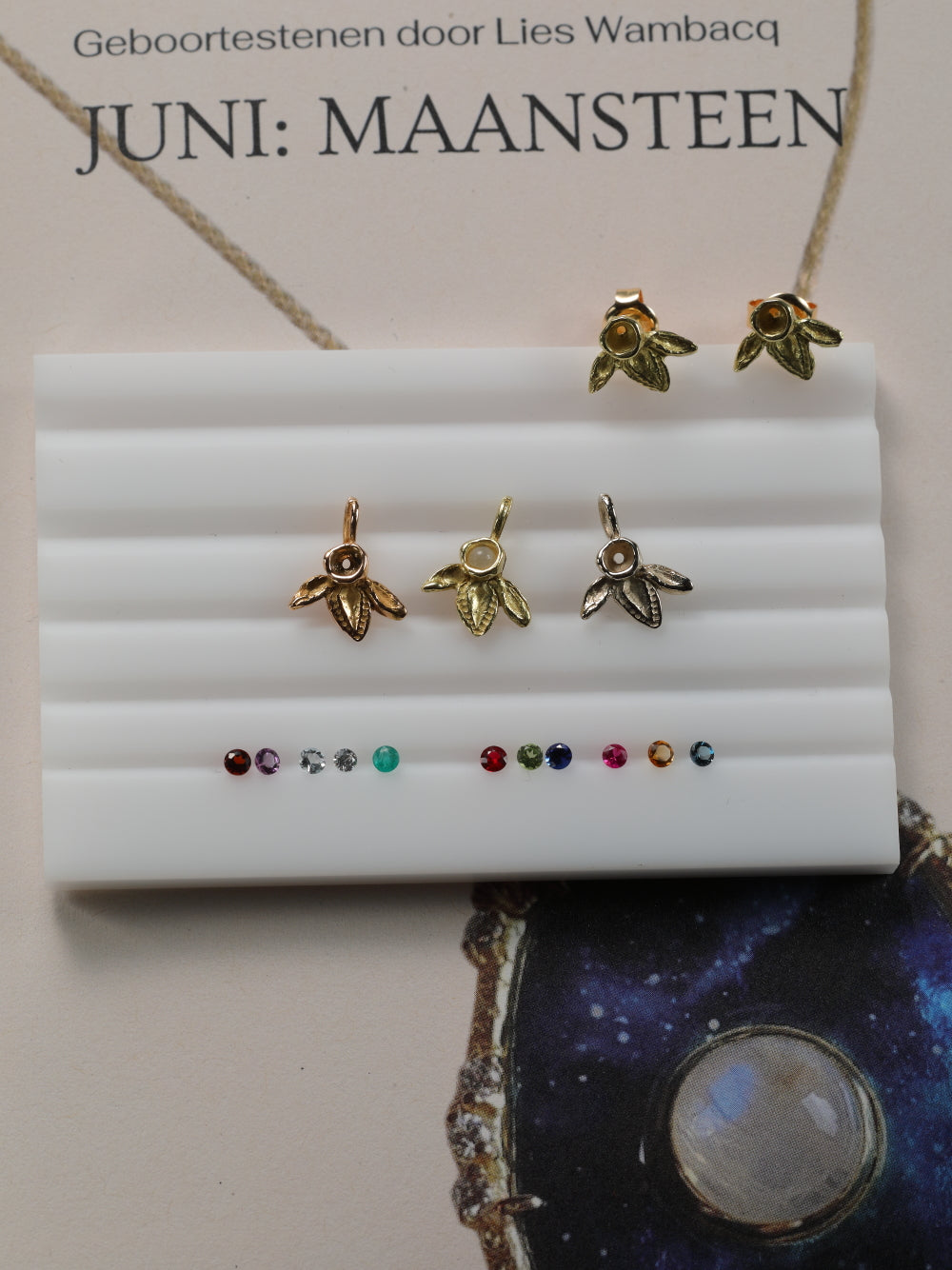 Hanger in 18k geel goud met geboortesteen - Ivy (alle maanden)