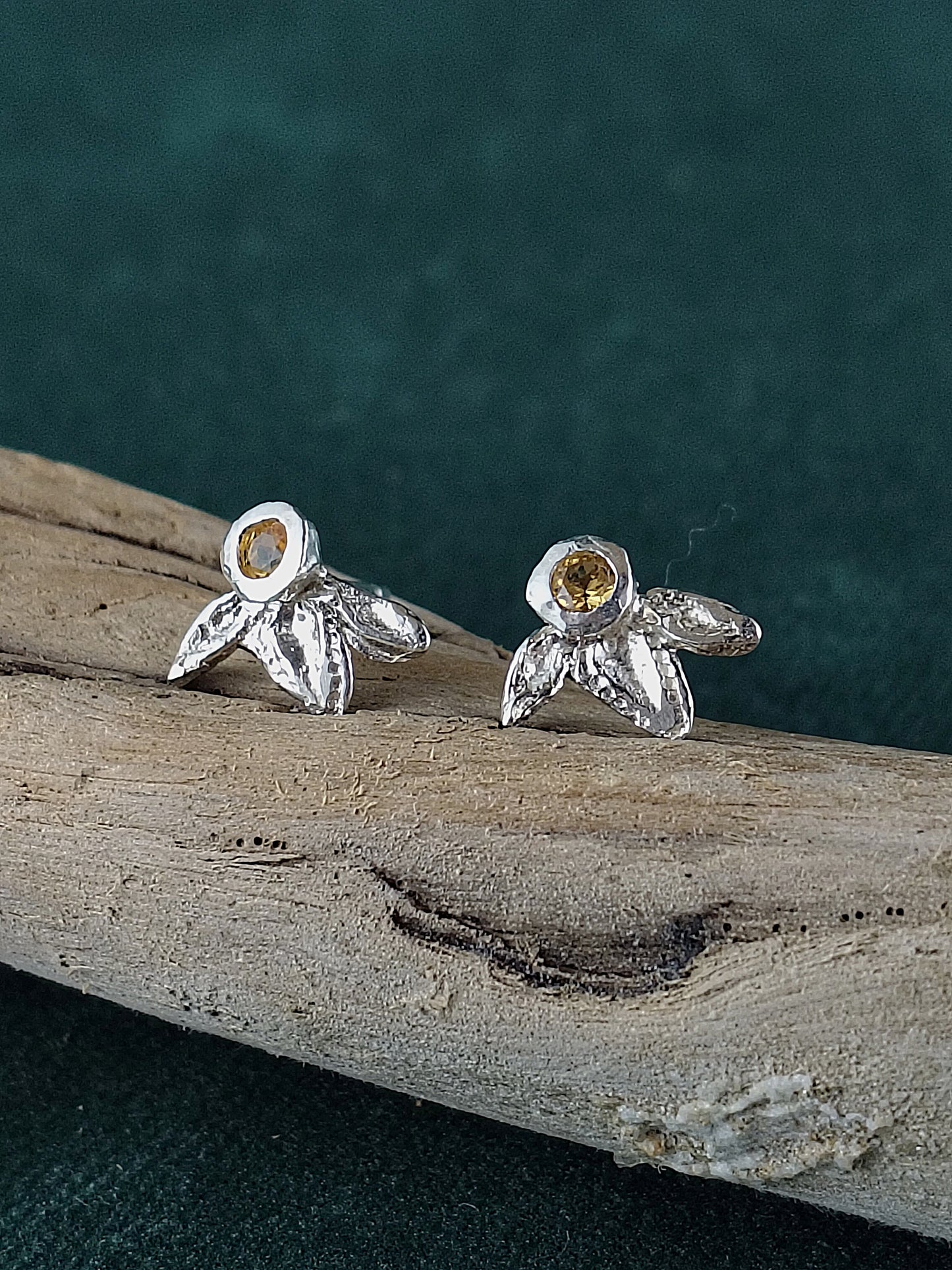 Oorbellen in het zilver met citrine: Ivy