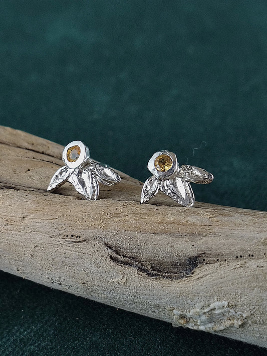 Oorbellen in het zilver met citrine: Ivy