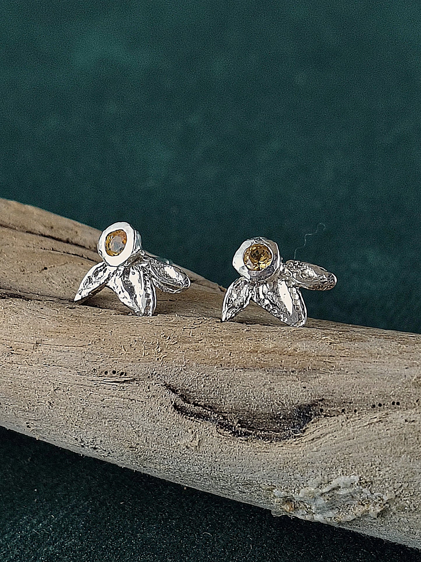 Oorbellen in het zilver met citrine: Ivy