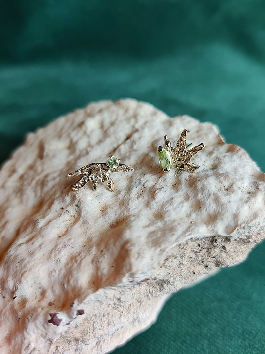 Oorbel in 14k geel goud met peridoot - Isaure