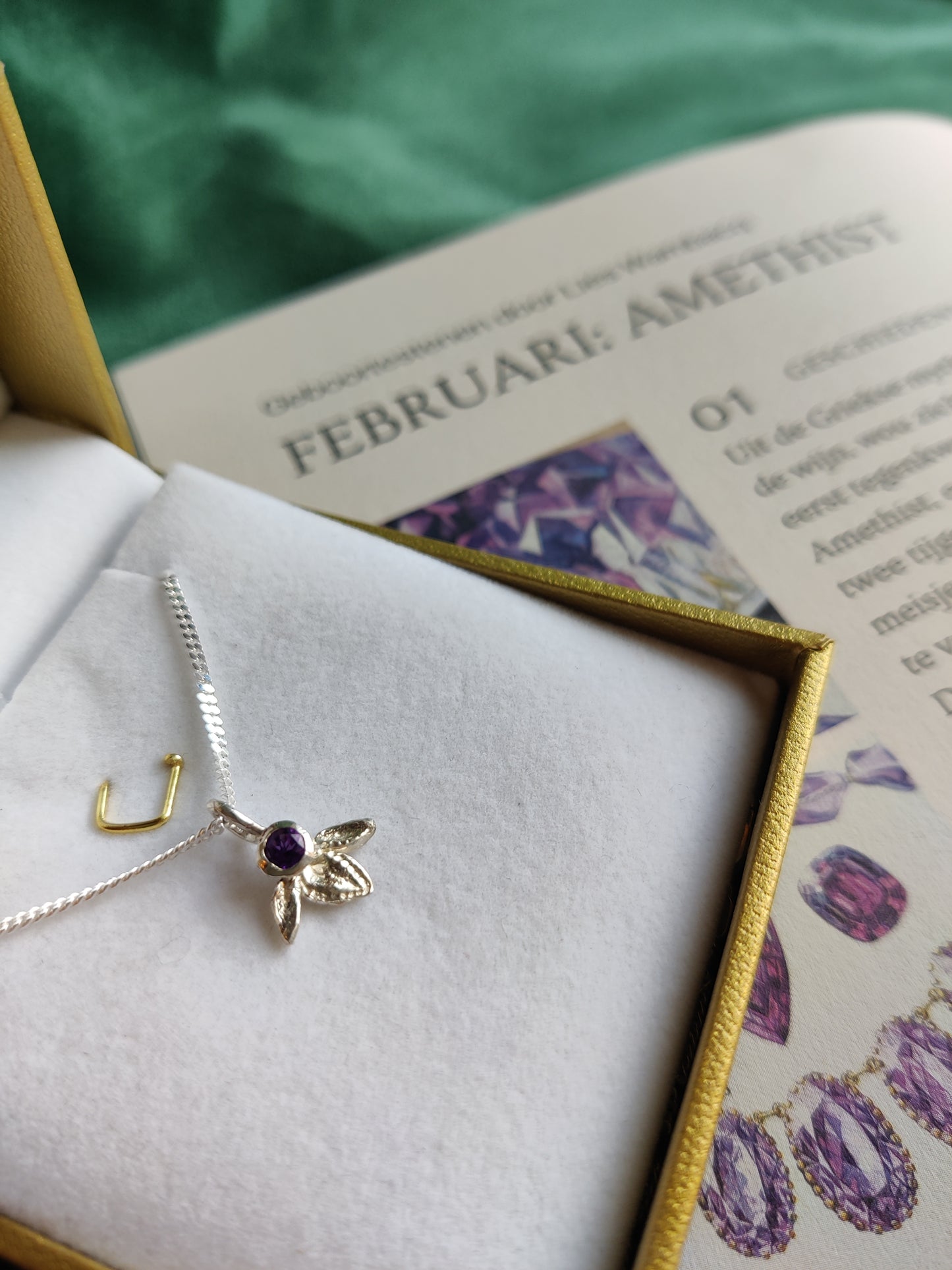 Hanger en ketting in zilver met geboortesteen - Ivy (alle maanden)