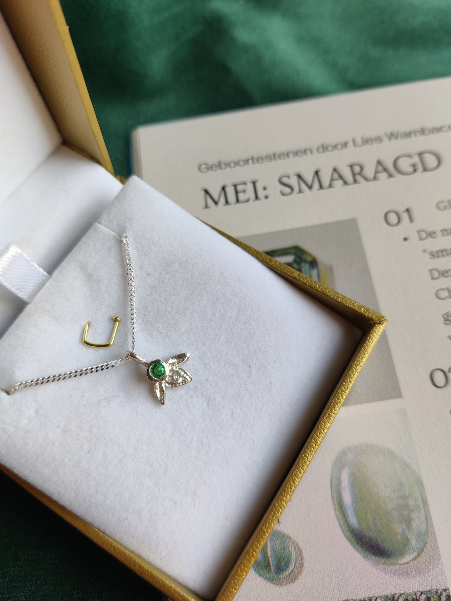 Hanger en ketting in zilver met geboortesteen - Ivy (alle maanden)