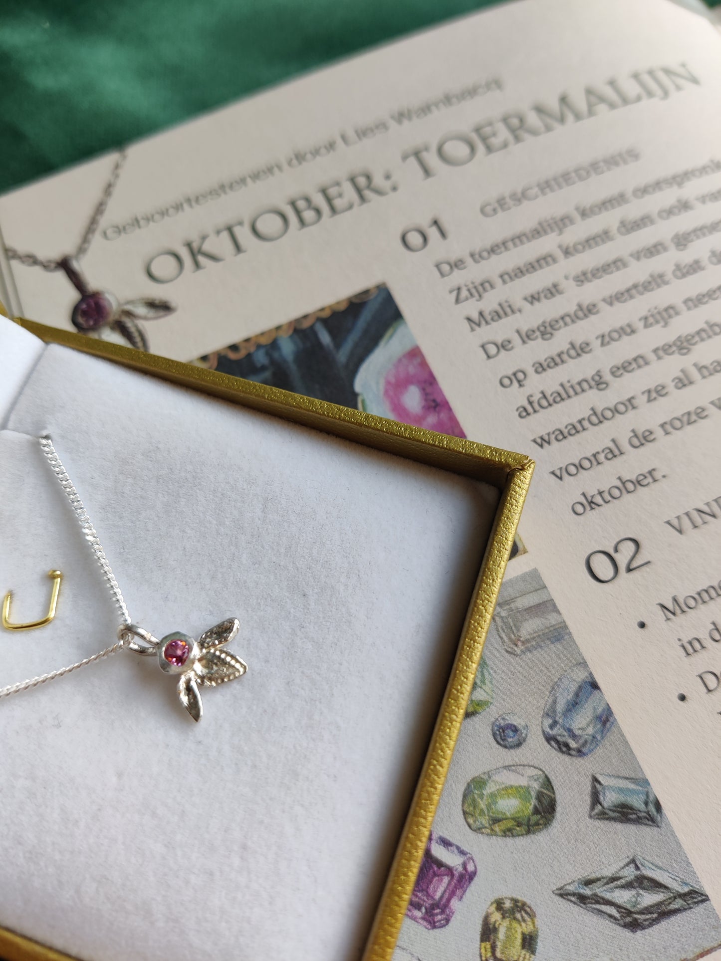 Hanger en ketting in zilver met geboortesteen - Ivy (alle maanden)