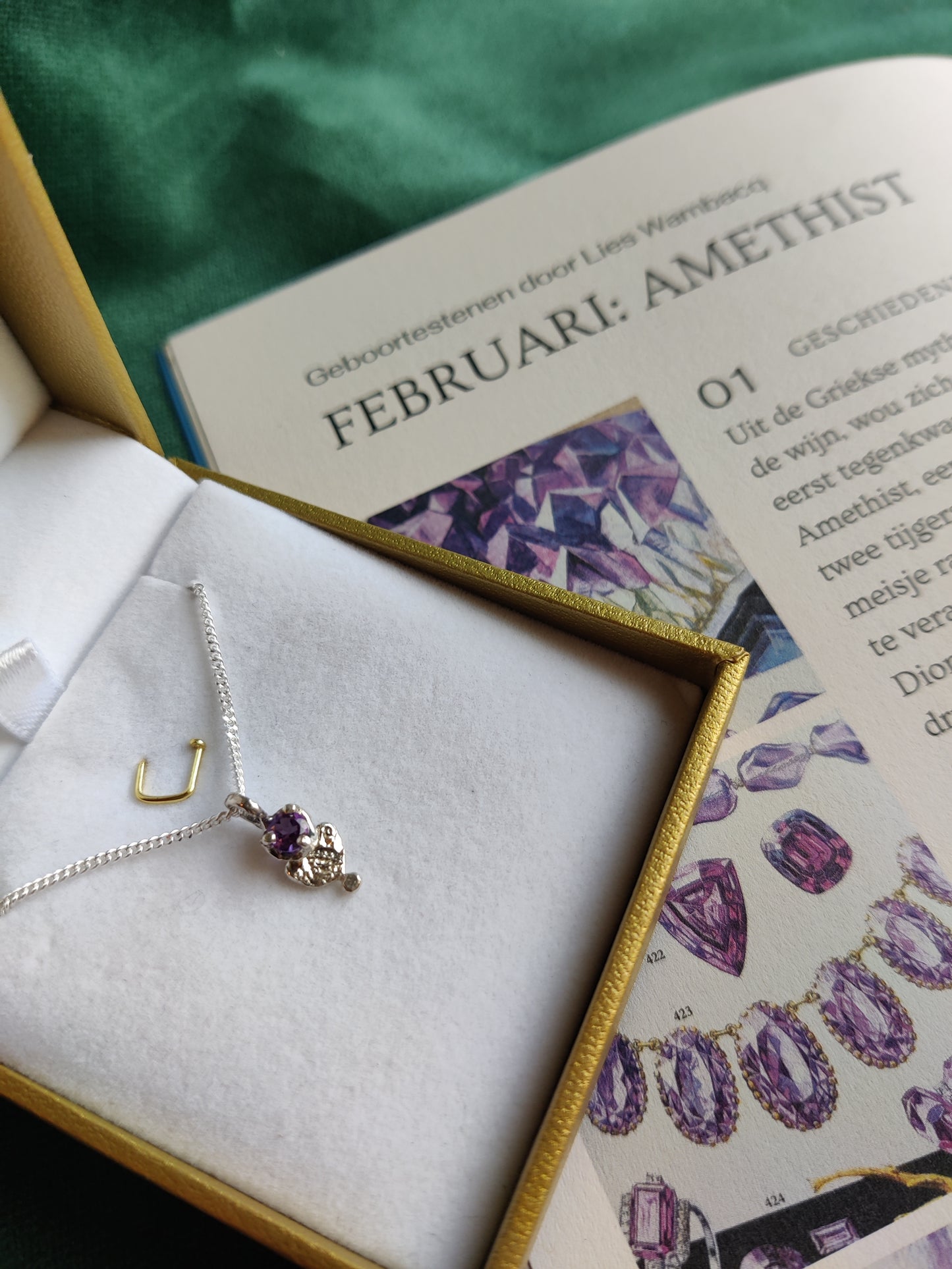 Hanger en ketting in zilver met geboortesteen - Love (alle maanden)