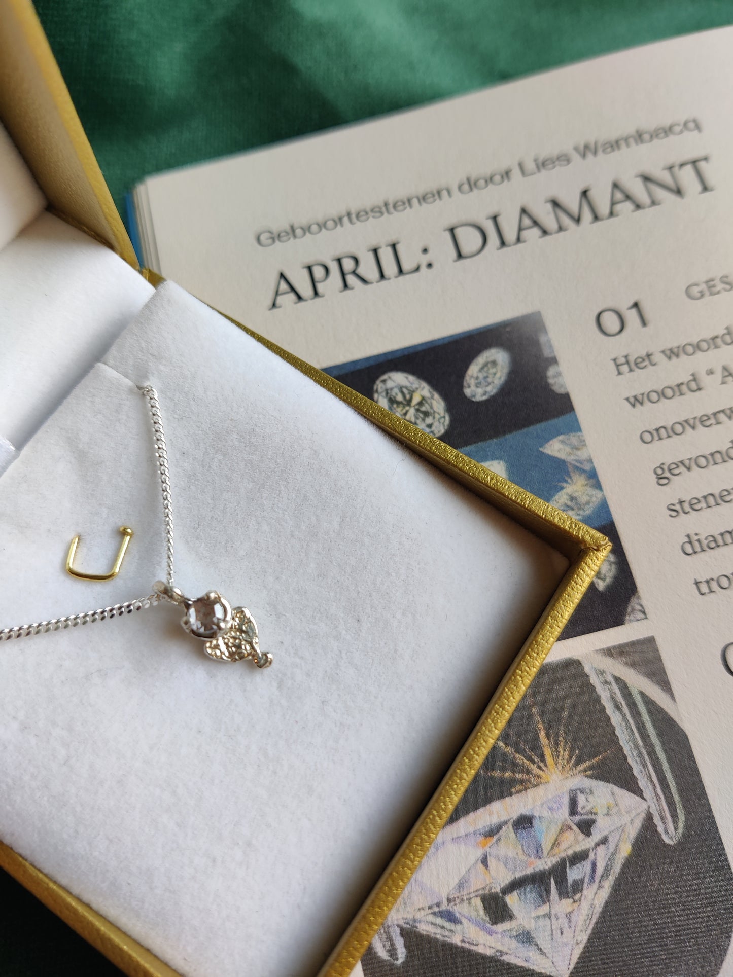 Hanger en ketting in zilver met geboortesteen - Love (alle maanden)