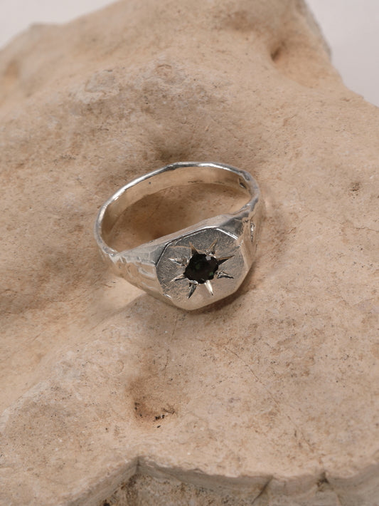 Zegelring in zilver met toermalijn: Marcellus