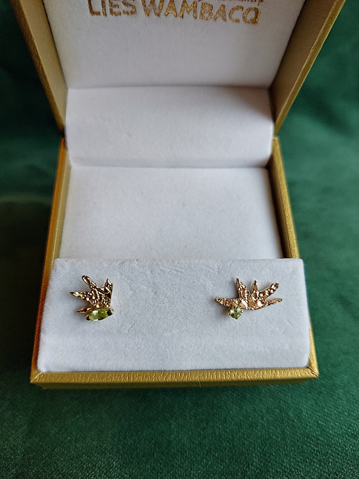 Oorbel in 14k geel goud met peridoot - Isaure