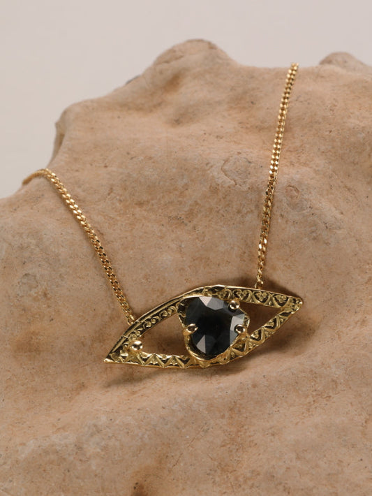 hanger ketting 18k geel goud oog hart groene saffier Leuven Vlaams-Brabant