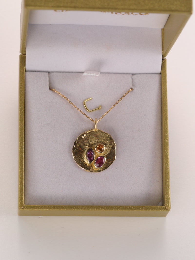 Hanger in 18K geel goud met saffier en citrien: Adriana