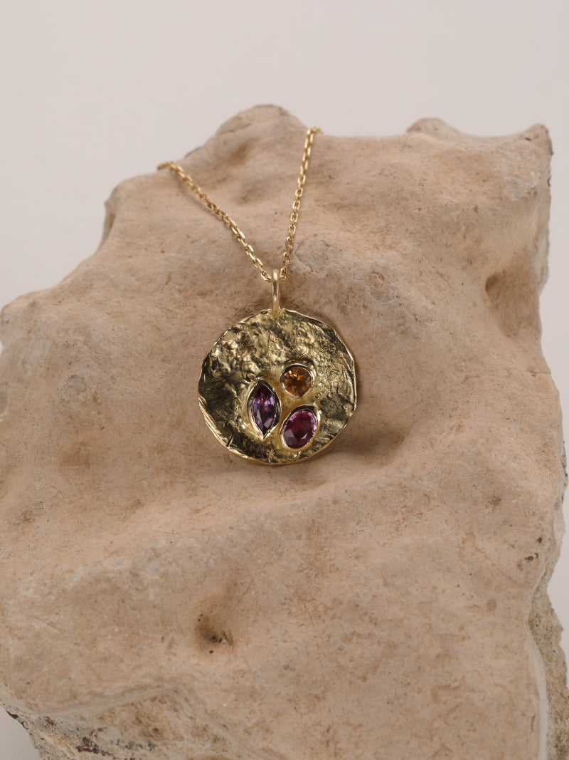 Hanger in 18K geel goud met saffier en citrien: Adriana