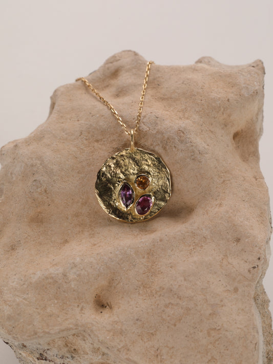 Hanger in 18K geel goud met saffier en citrien: Adriana