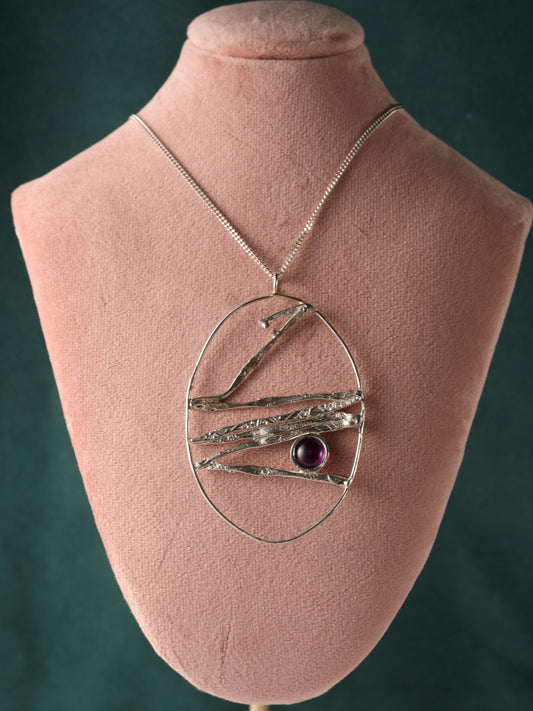 Zilveren ketting en hanger met amethist: Aleida