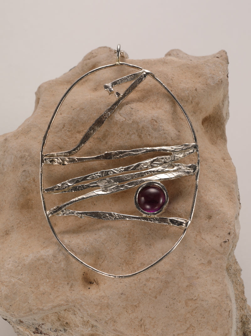 Zilveren ketting en hanger met amethist: Aleida