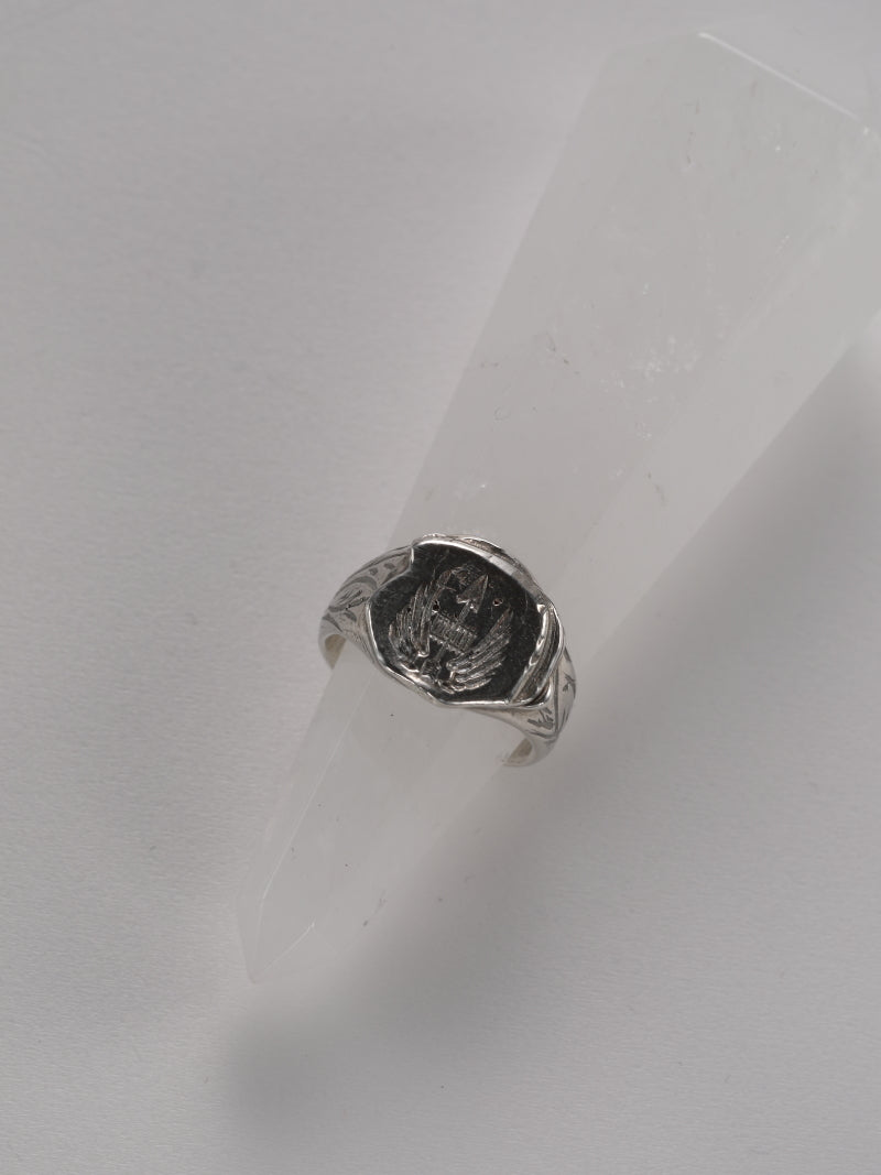 Zegelring in zilver met wapenschild - Karel