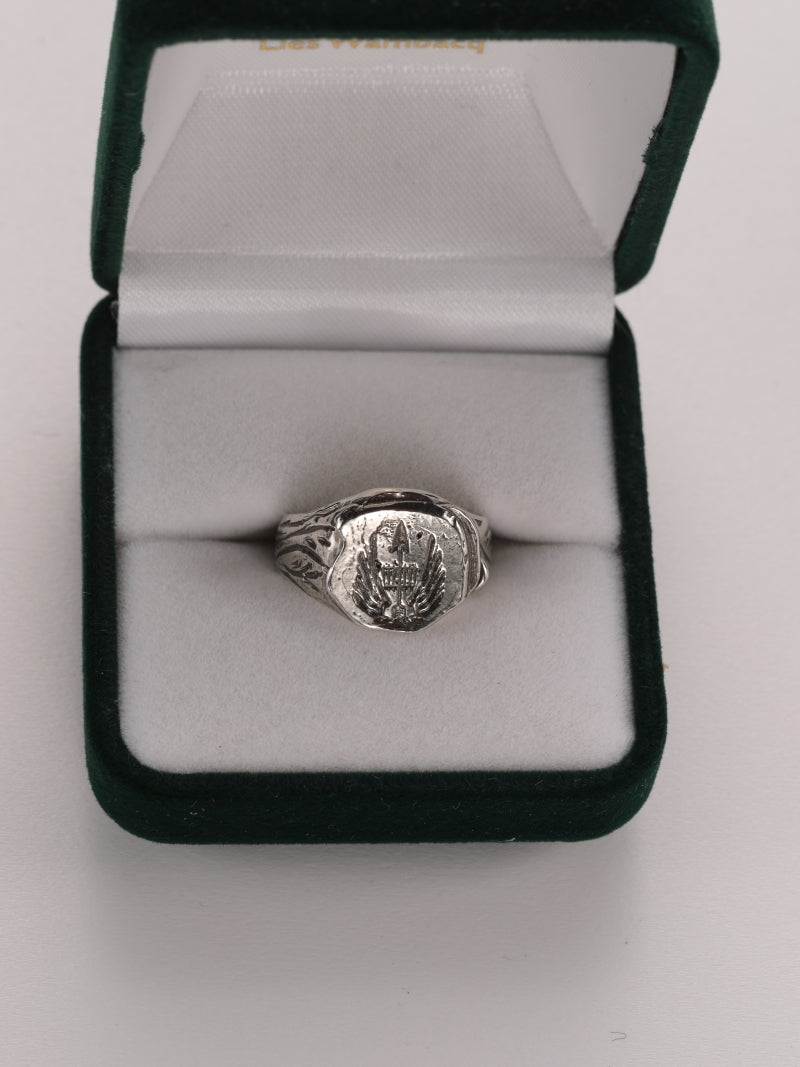 Zegelring in zilver met wapenschild - Karel