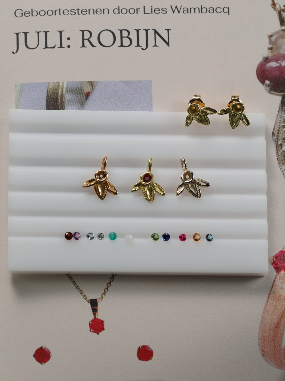 Hanger in 18k geel goud met geboortesteen - Ivy (alle maanden)