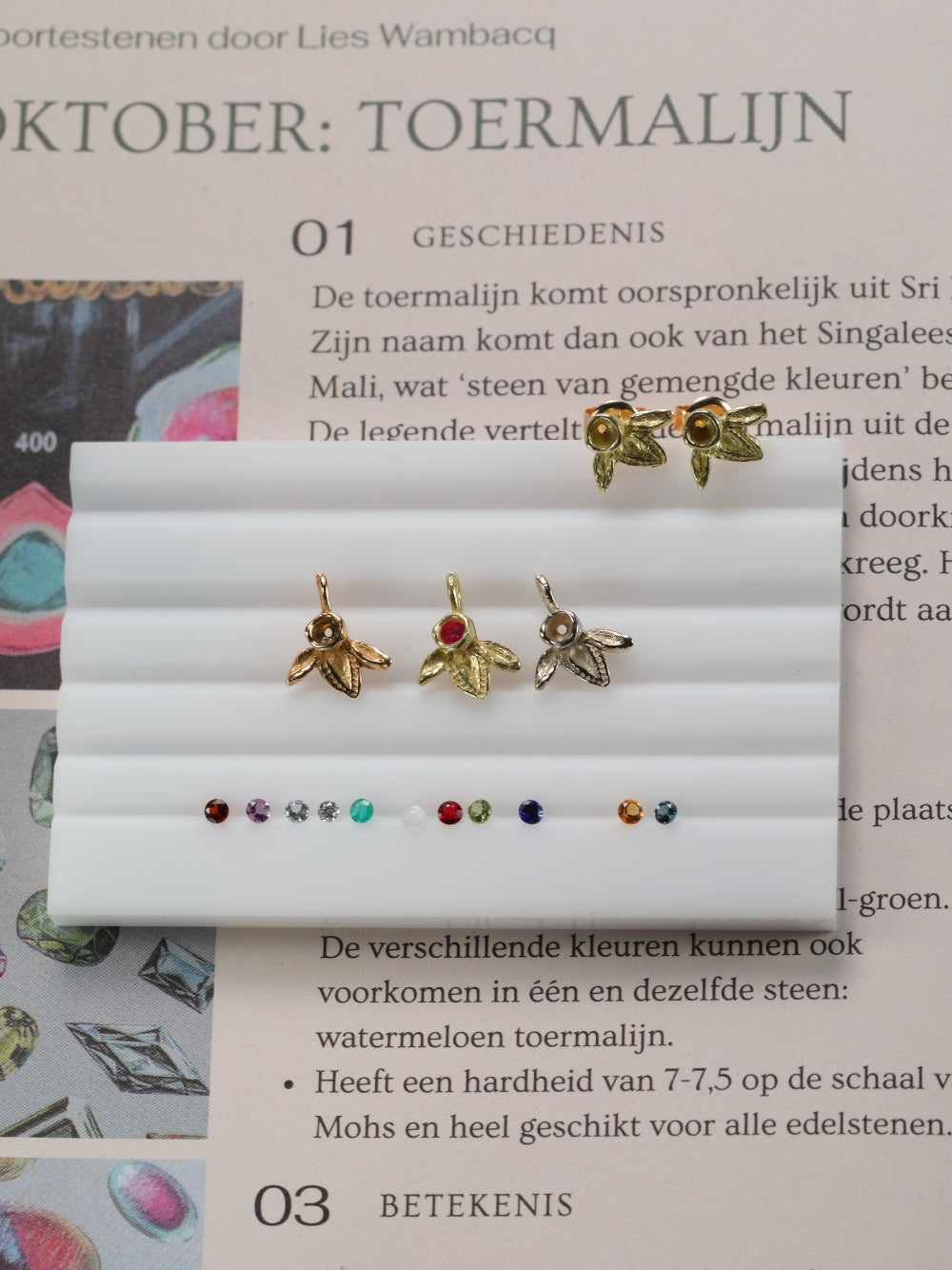 Oorbel in 18k geel goud met geboortesteen - Ivy (alle maanden)
