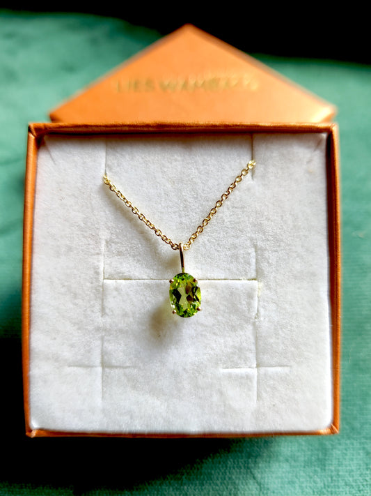Hanger in 14k geel goud met peridoot - Augusti