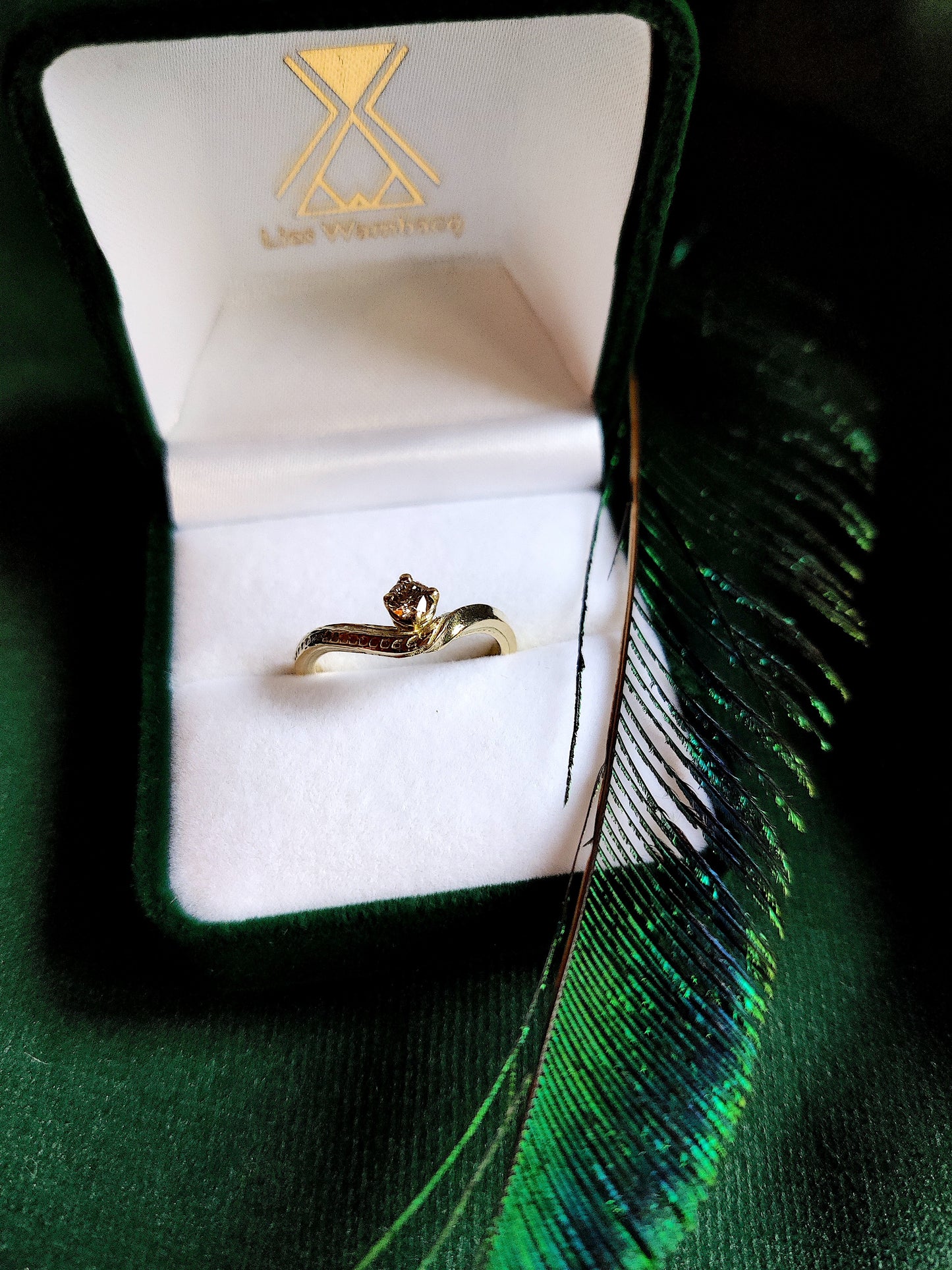 Ring in 14k geel goud met bruine diamant: Saura