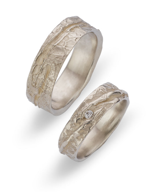 Trouwring 18k wit goud: Odin en Frigg