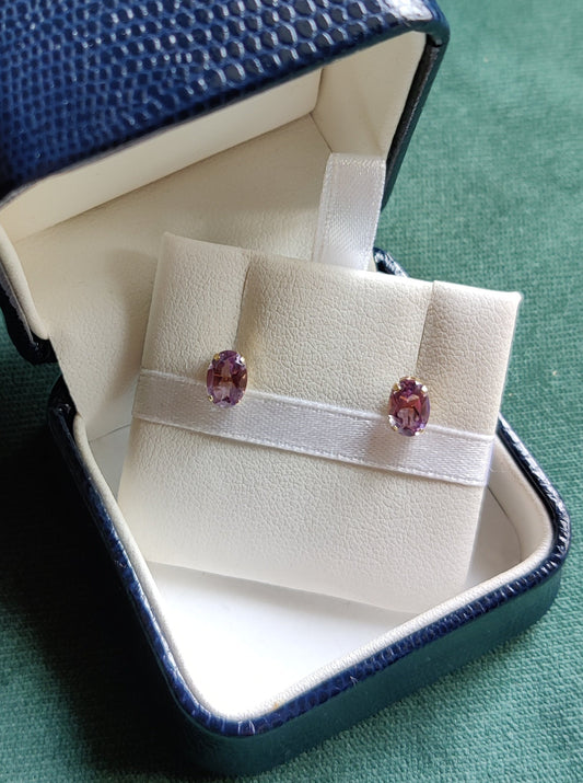 Oorbellen in 14k geel goud met amethist - Febi