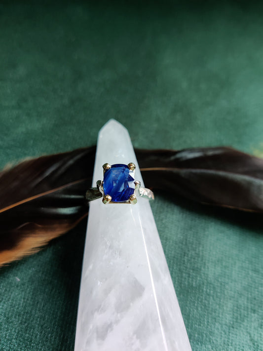 Ring in 14k wit en geel goud saffier: op maat gemaakt