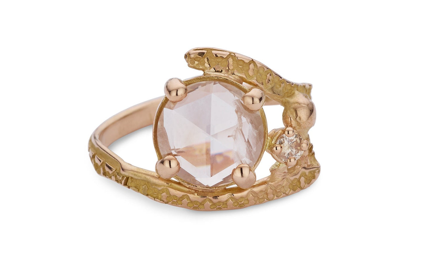 Ring in 18K rosé goud met diamant: Roos