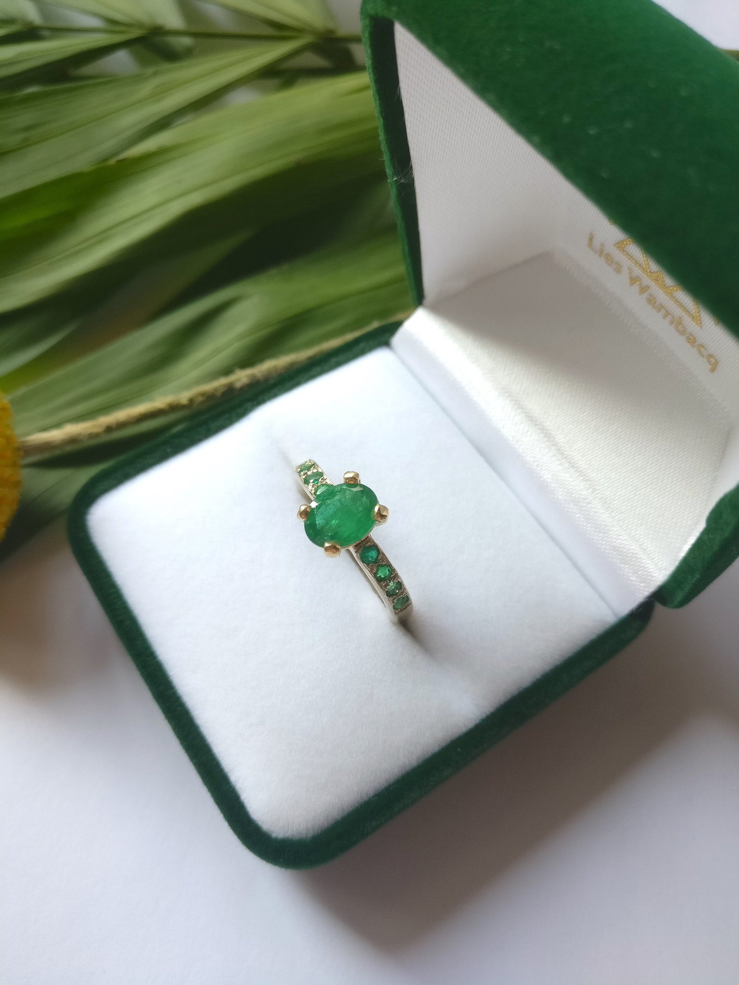 Ring in 18k geel en wit goud met smaragd: Jardin des Emeraudes