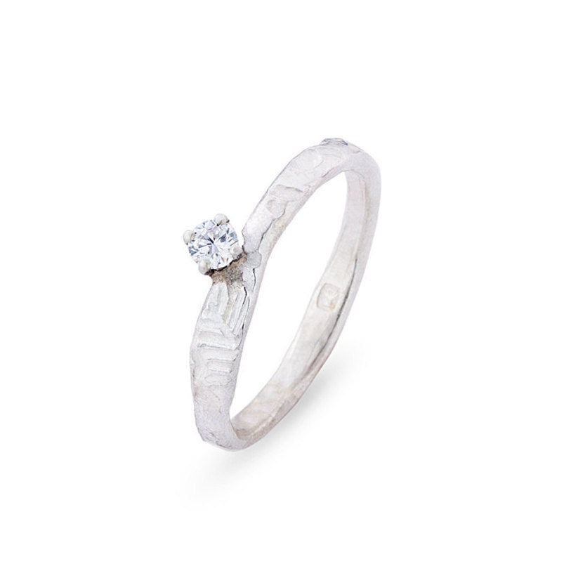 Ring 18K palladium wit goud met diamant: Eva